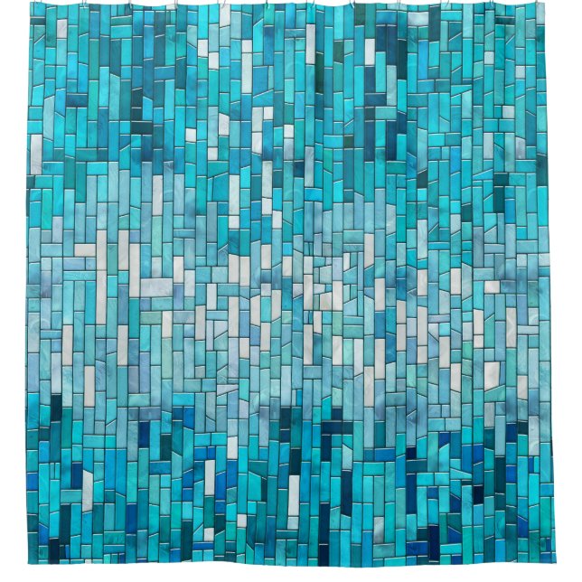 Cortina Para Box Aquamarine Abstrato Mosaico Art (Frente)
