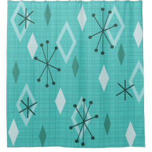 Cortina Para Box Aquamarine de diamantes modernos de meio século
