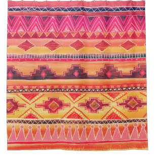 Cortina Para Box Aquarela africana, padrão vibrante