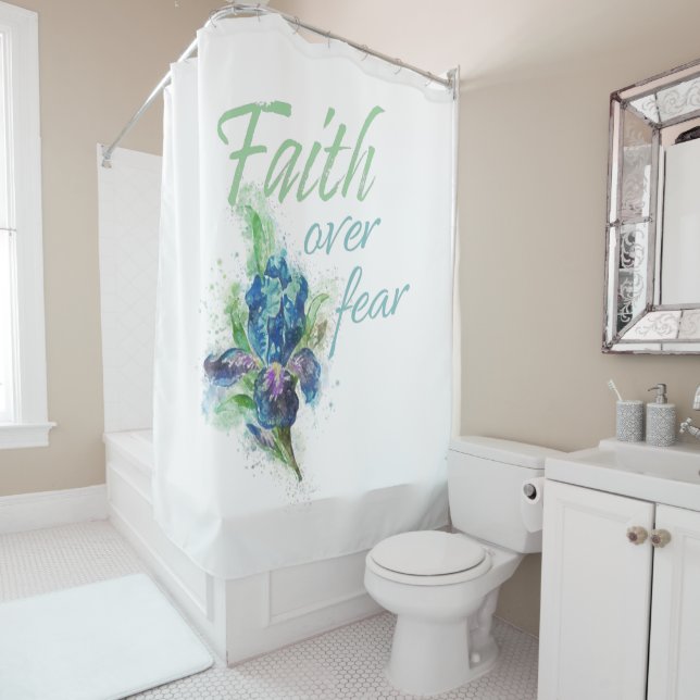 Cortina Para Box Aquarela cristã feminina: Fé sobre o medo (In Situ)