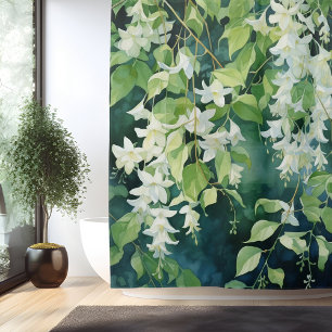 Cortina Para Box Aquarela Deriva de Flor de Jasmim