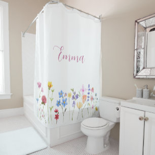 Cortina Para Box Aquarela Nome Flor Silvestre Minimalista Boho 