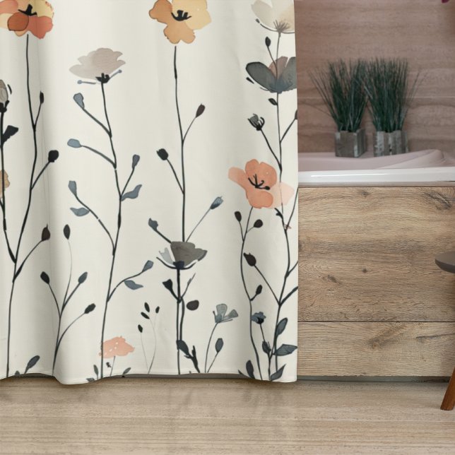 Cortina Para Box Aquarela Rústica Floral Elegante (Criador carregado)