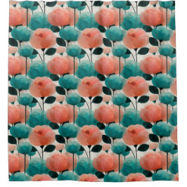 Cortina Para Box Aquarela Vintage Rosa e Verde Floral