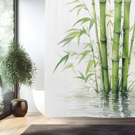 Cortina Para Box Aquarela Zen Bambu Harmonia