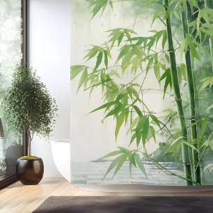 Cortina Para Box Aquarela Zen Harmonia Bambu