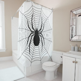 Cortina Para Box Aranha no padrão de Dia das Bruxas preto e branco 