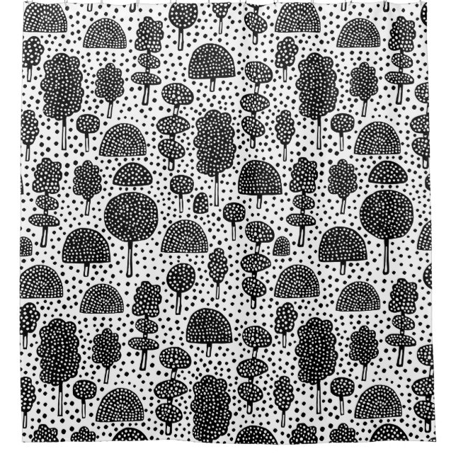 Cortina Para Box Arboretum 230715 - Preto em Branco (Frente)