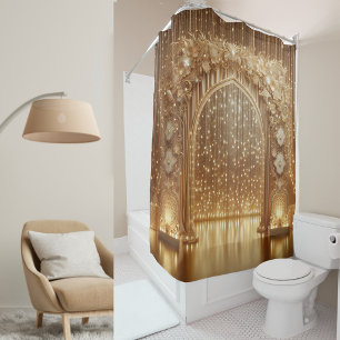 Cortina Para Box Arca de Celebração Dourada Luxuosa: Casamento Eleg