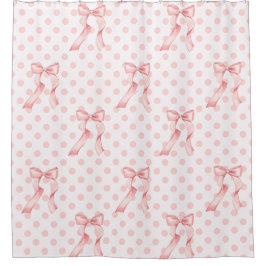 Cortina Para Box Arcos e Bolinhas cor-de-rosa para decoração da sal