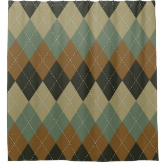 Cortina Para Box Argyle Autumn: Chic Rhombus Castanho-Verde