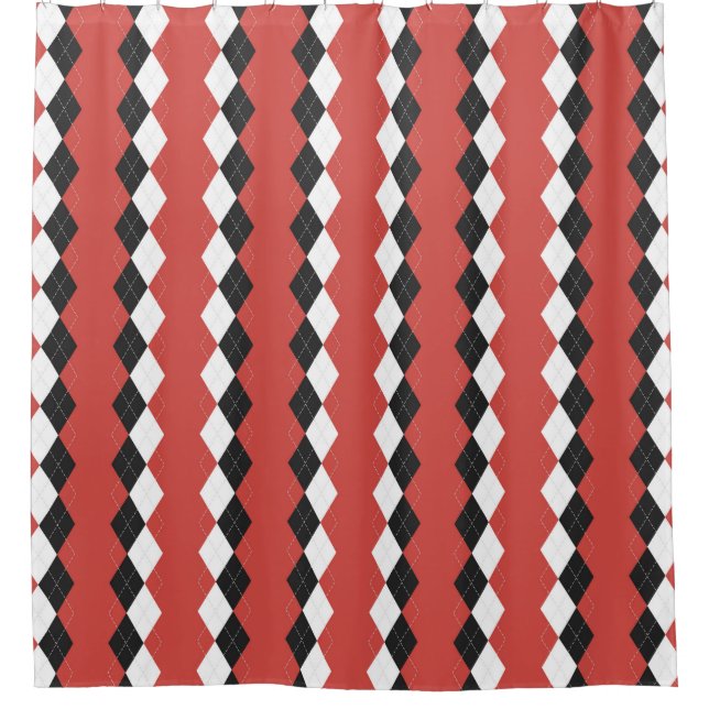 Cortina Para Box Argyle plaid. Scottish pattern in white,  black an (Frente)