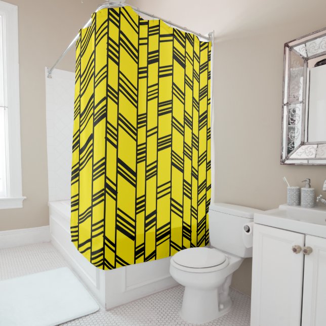 Cortina Para Box Art Deco Amarelo (In Situ)