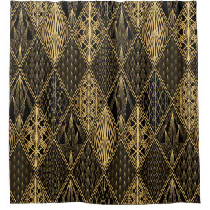 Cortina Para Box Art Deco Black Dourado Elegance