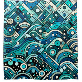 Cortina Para Box "Art Deco Ocean Waves"