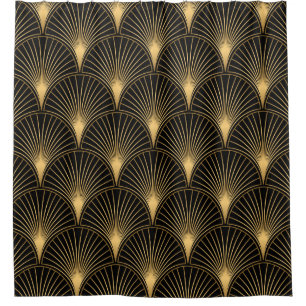 Cortina Para Box Art Deco Pattern. Seamless black and gold backgrou