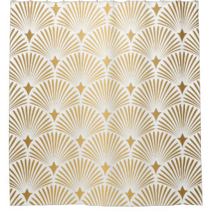 Cortina Para Box Art Deco Pattern. Serralheiro branco e dourado