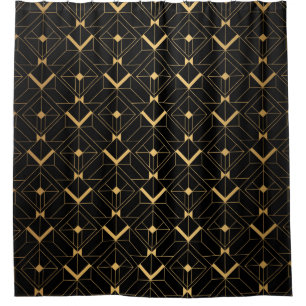 Cortina Para Box Art Deco Pattern. Serralheiro preto sem costura e 