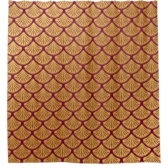 Cortina Para Box Art Deco Scales da Sereia - Magenta (Frente)