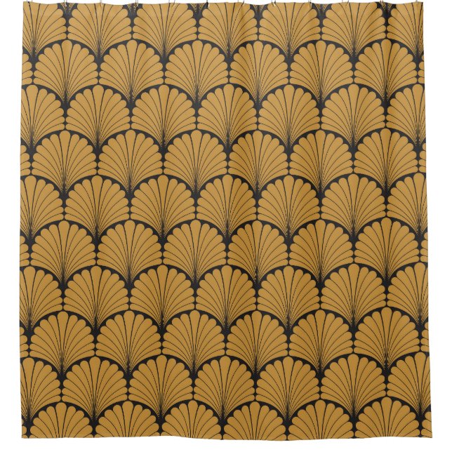 Cortina Para Box Art Deco Textura Geométrica Floral (Frente)
