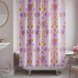 Cortina Para Box Art Nouveau Floral Soft Roxo