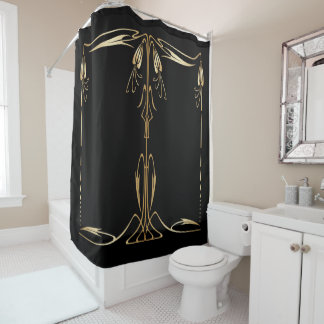 Cortina Para Box Art nouveau style faux gold florescer decor a pret