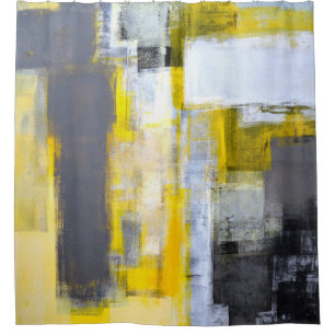 Cortina Para Box Arte abstracta cinzenta e amarela "ocupada,