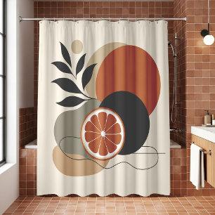 Cortina Para Box Arte Abstrata Boho Moderna Laranja e Terracota Min