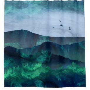 Cortina Para Box Arte abstrata de Digitas da paisagem da montanha