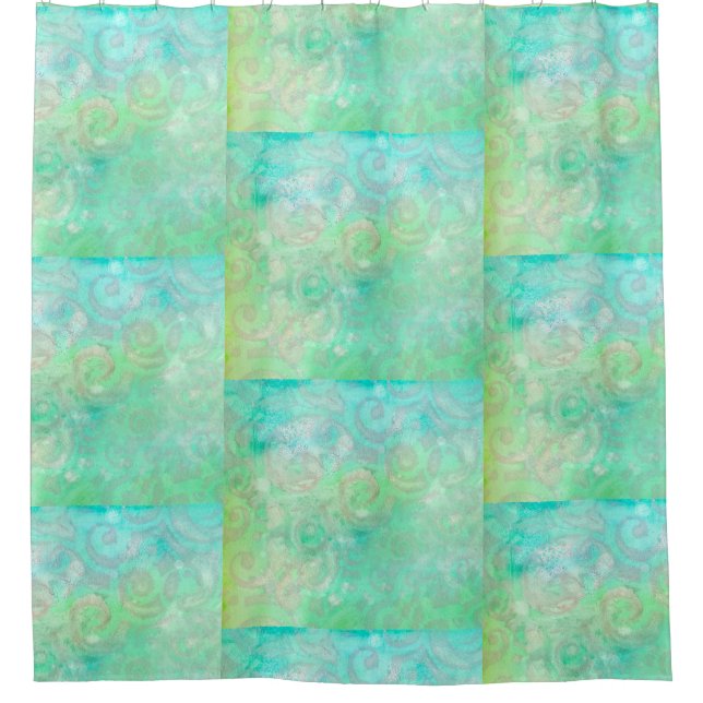 Cortina Para Box Arte Abstrato azul e verde (Frente)