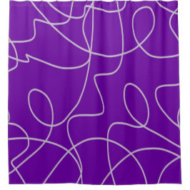 Cortina Para Box Arte de linha Abstrato moderna em roxo