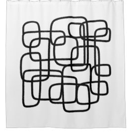 Cortina Para Box Arte De Linha De Abstrato Contemporânea Preta E Br