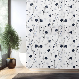 Cortina Para Box Arte de linha de Flor Simples Minimalista