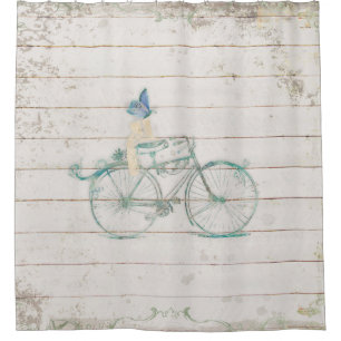 Cortina Para Box Arte de madeira de madeira branca da bicicleta do