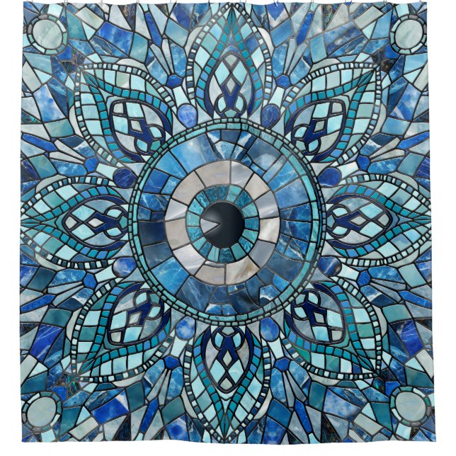 Cortina Para Box Arte de Mandala Mosaica Amuleta mau (Frente)