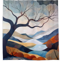 Arte de Paisagem de Árvore Única Minimalista