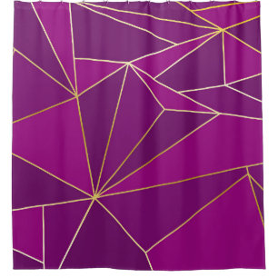 Cortina Para Box Arte de Polígono Roxo: Fundo Geométrico de Linha D
