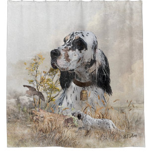 Cortina Para Box Arte de Setter em Três Cores Inglês, Caça a Pau