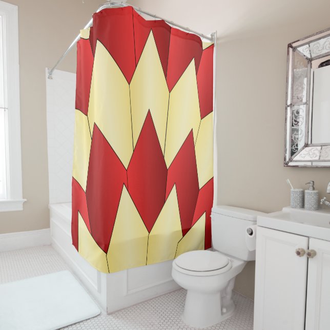 Cortina Para Box Arte Deco em Vermelho e Amarelo (In Situ)
