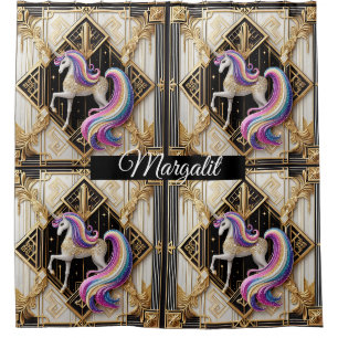 Cortina Para Box Arte Deco Personalizado Arco-íris Brilho Falso Uni