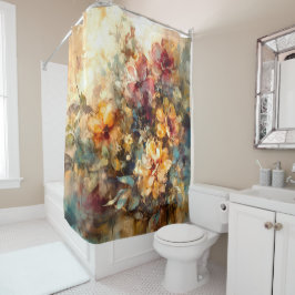 Cortina Para Box Arte em Aquarela Floral Elegante