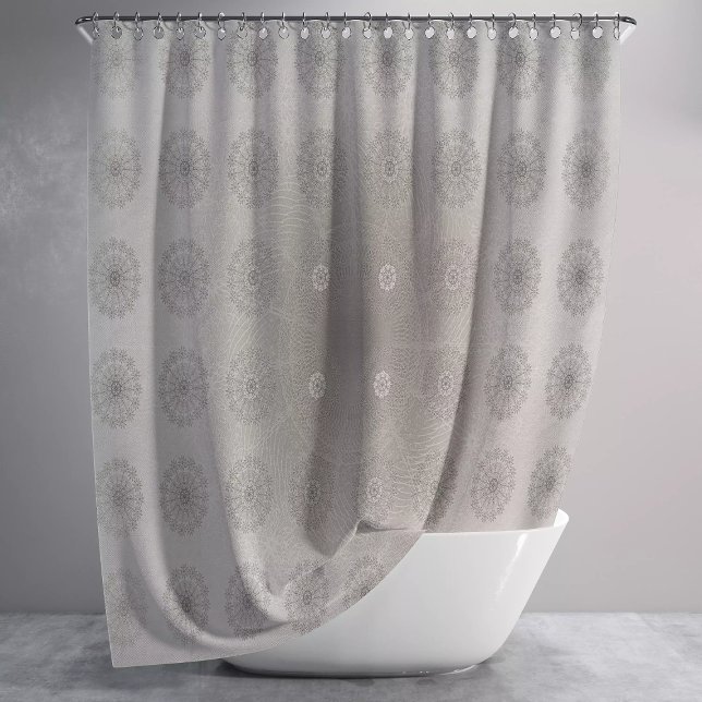 Cortina Para Box Arte floral com padrão têxtil em areia (Criador carregado)