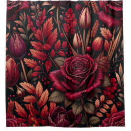 Cortina Para Box "Arte Floral Radiante de Queda de Chuva"