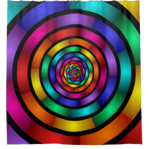 Cortina Para Box Arte Fractal Arredondada e Psicodélica Colorida M