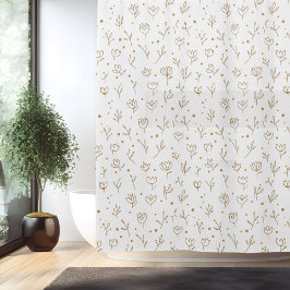 Cortina Para Box Arte Linear de Flor Simples Minimalista