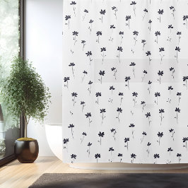Cortina Para Box Arte Linear de Flor Simples Minimalista