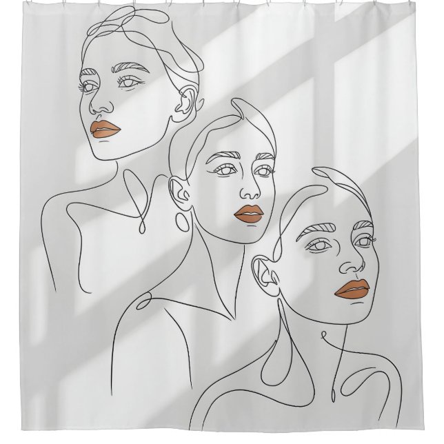Cortina Para Box Arte Linear Trio Feminino (Frente)