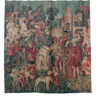 Cortina Para Box Arte Medieval do Unicórnio - Os caçadores regres
