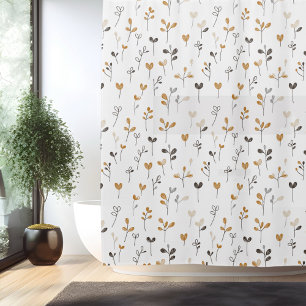 Cortina Para Box Arte Minimalista Simples de Flores em Linhas