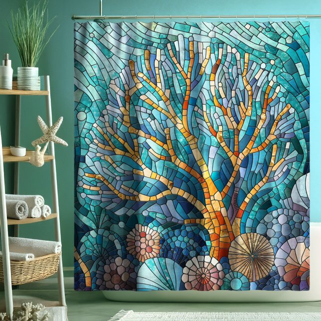 Cortina Para Box Arte mosaica Coral Reef (Criador carregado)